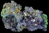 Sparkling Azurite Crystal Cluster with Malachite - Laos #69710-1